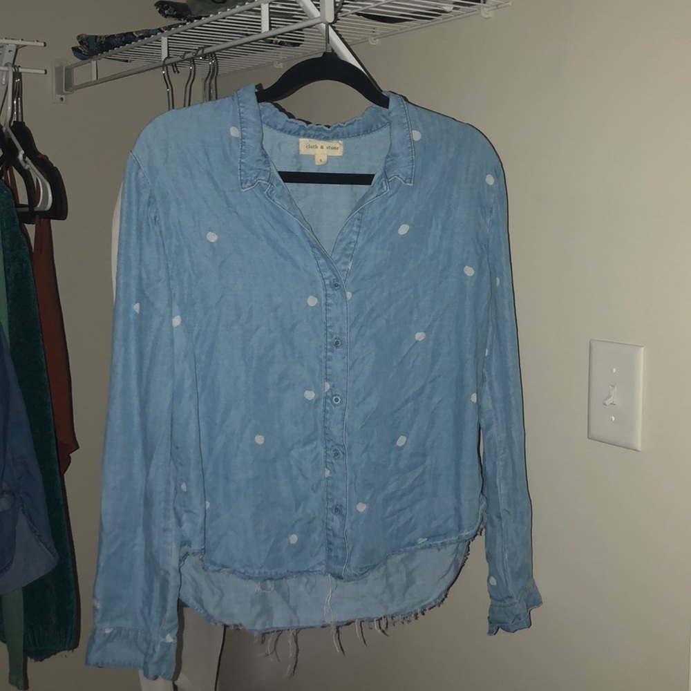 Worn once cloth and stone polka dot denim shirt